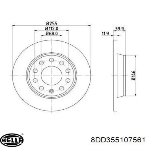 8DD355107561 HELLA диск тормозной задний
