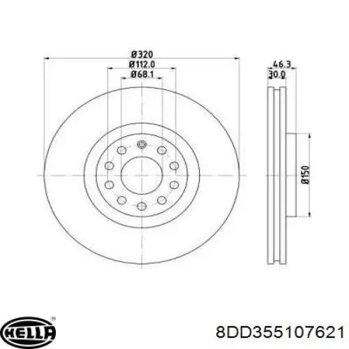 8DD355107621 HELLA диск тормозной передний