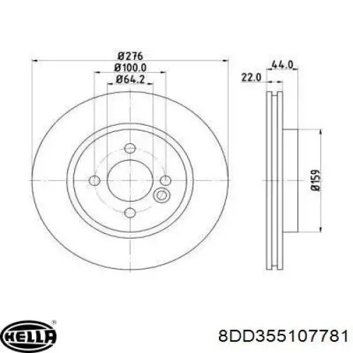 Передние тормозные диски 8DD355107781 HELLA