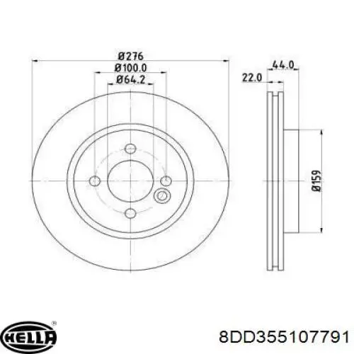 Передние тормозные диски 8DD355107791 HELLA