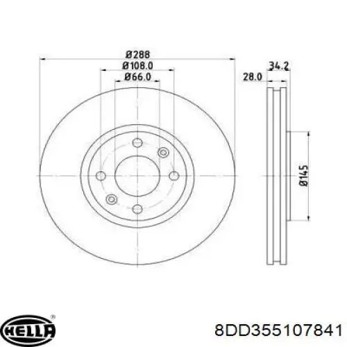 Передние тормозные диски 8DD355107841 HELLA