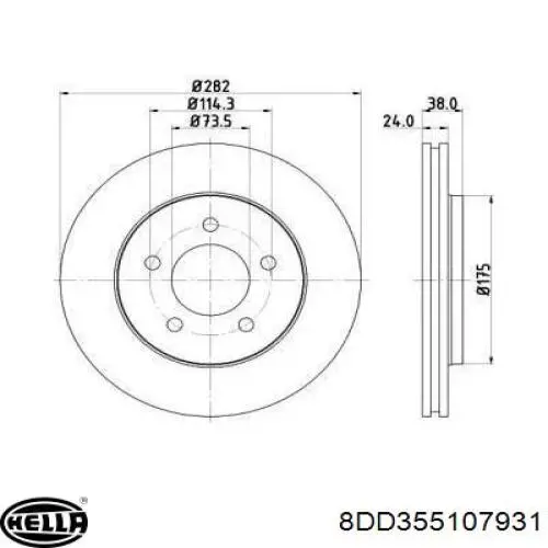 Передние тормозные диски 8DD355107931 HELLA