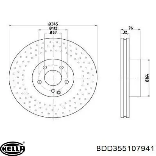 8DD355107941 HELLA диск тормозной передний