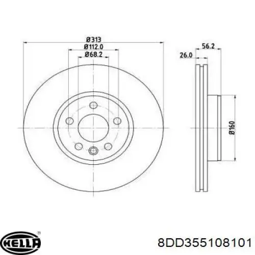 8DD355108101 HELLA диск тормозной передний