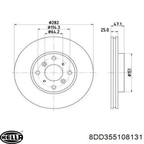 8DD355108131 HELLA диск тормозной передний