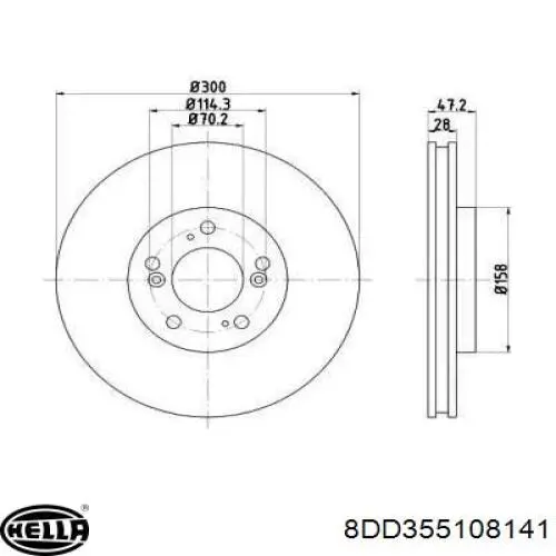 Передние тормозные диски 8DD355108141 HELLA