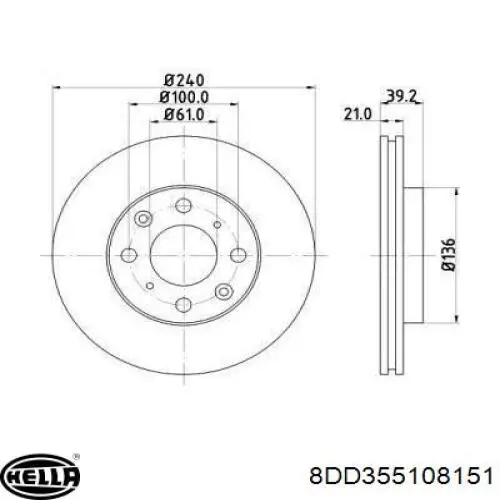 8DD355108151 HELLA диск тормозной передний