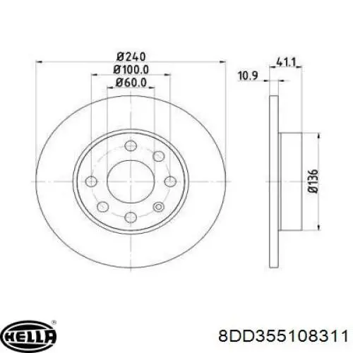 Передние тормозные диски 8DD355108311 HELLA