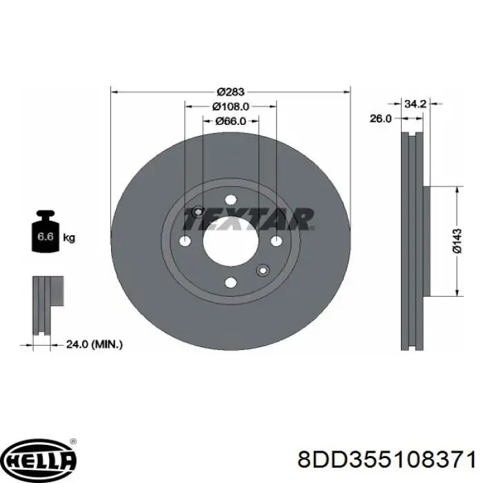 8DD355108371 HELLA диск тормозной передний
