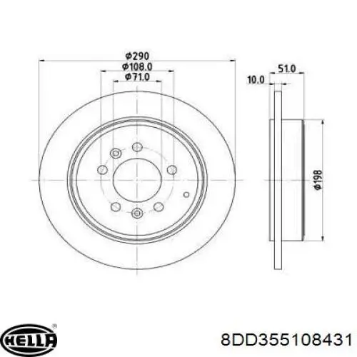 Тормозные диски 8DD355108431 HELLA