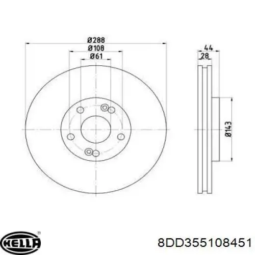 Передние тормозные диски 8DD355108451 HELLA