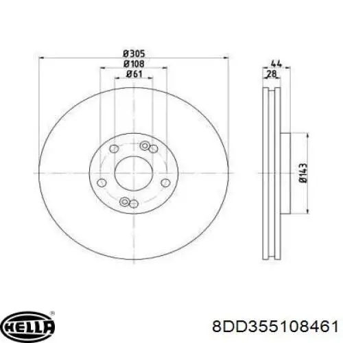 Передние тормозные диски 8DD355108461 HELLA