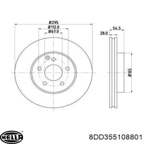 8DD 355 108-801 HELLA диск тормозной передний