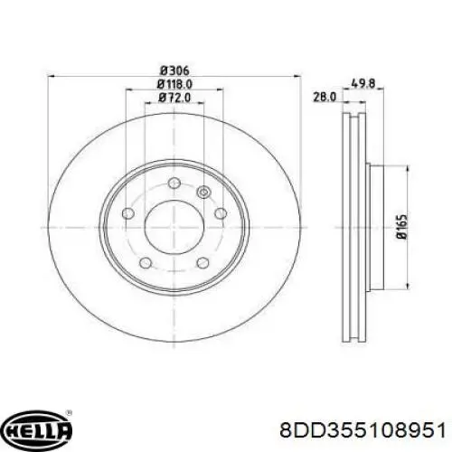 Передние тормозные диски 8DD355108951 HELLA