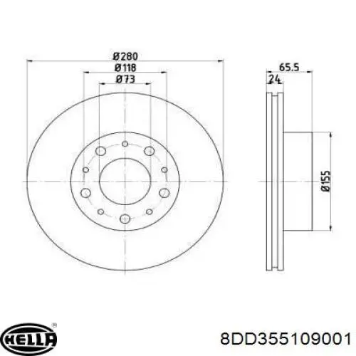 8DD355109001 HELLA диск тормозной передний