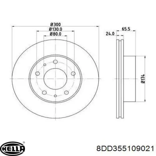 Передние тормозные диски 8DD355109021 HELLA