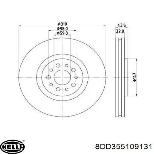 Передние тормозные диски 8DD355109131 HELLA