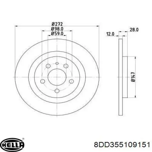 Тормозные диски 8DD355109151 HELLA