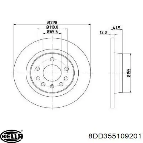 Тормозные диски 8DD355109201 HELLA