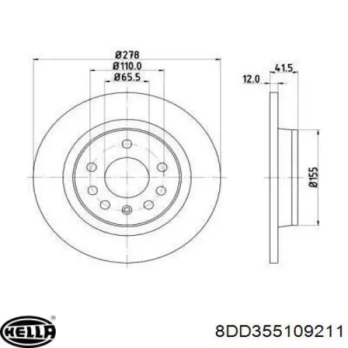 8DD355109211 HELLA диск тормозной задний