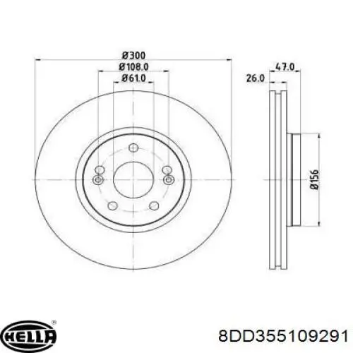 Передние тормозные диски 8DD355109291 HELLA