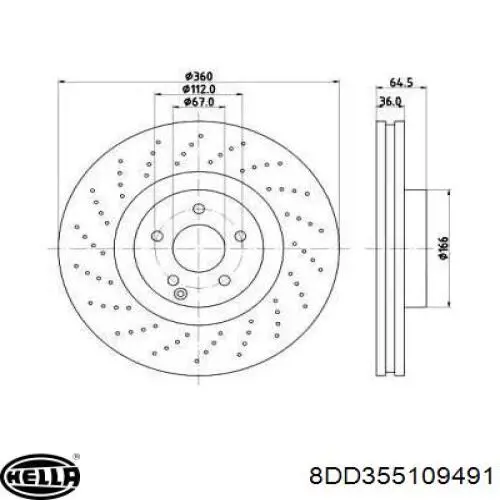 Передние тормозные диски 8DD355109491 HELLA