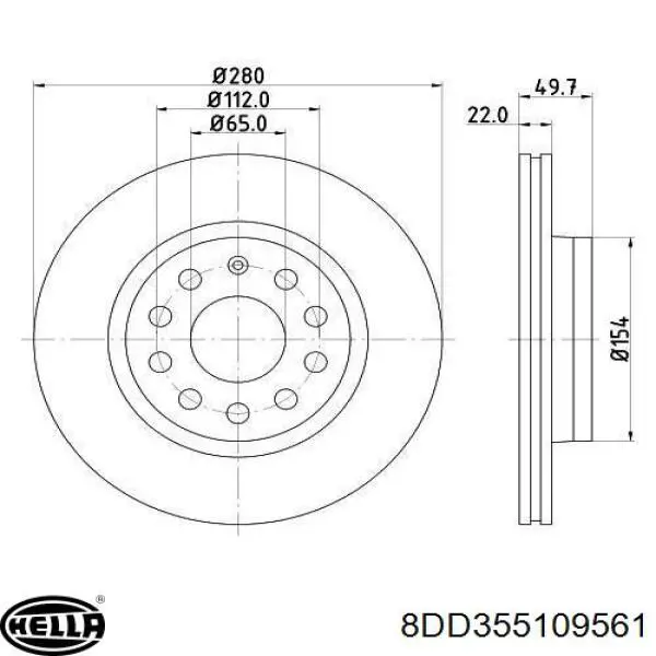 8DD355109561 HELLA диск тормозной передний