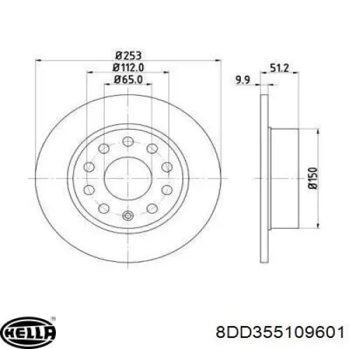 8DD 355 109-601 HELLA диск тормозной задний