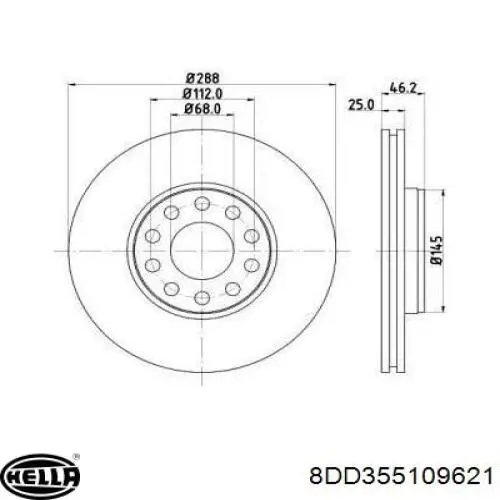 8DD355109621 HELLA диск тормозной передний