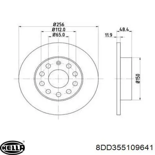 8DD355109641 HELLA диск тормозной задний