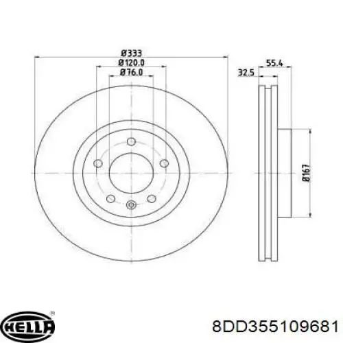 Передние тормозные диски 8DD355109681 HELLA