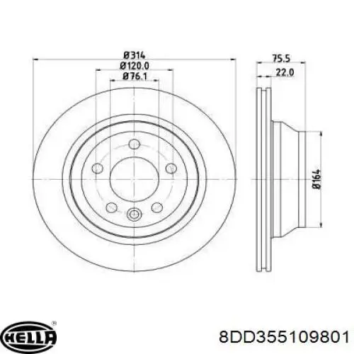 Тормозные диски 8DD355109801 HELLA