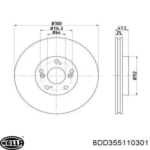 Передние тормозные диски 8DD355110301 HELLA