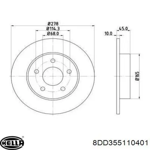 Задний тормозной диск HELLA 8DD355110401 цена, от 30.97 USD