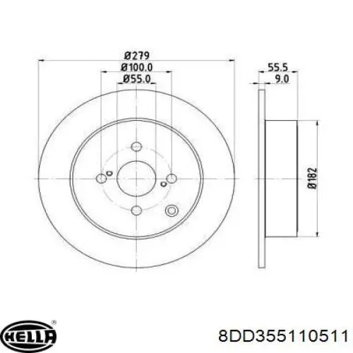 8DD355110511 HELLA диск тормозной задний