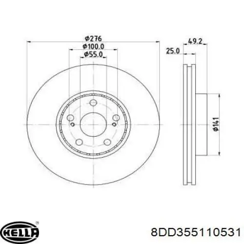 8DD355110531 HELLA диск тормозной передний