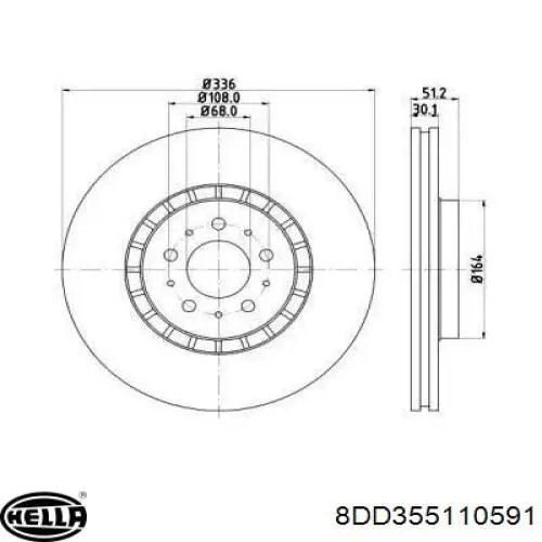 Передние тормозные диски 8DD355110591 HELLA