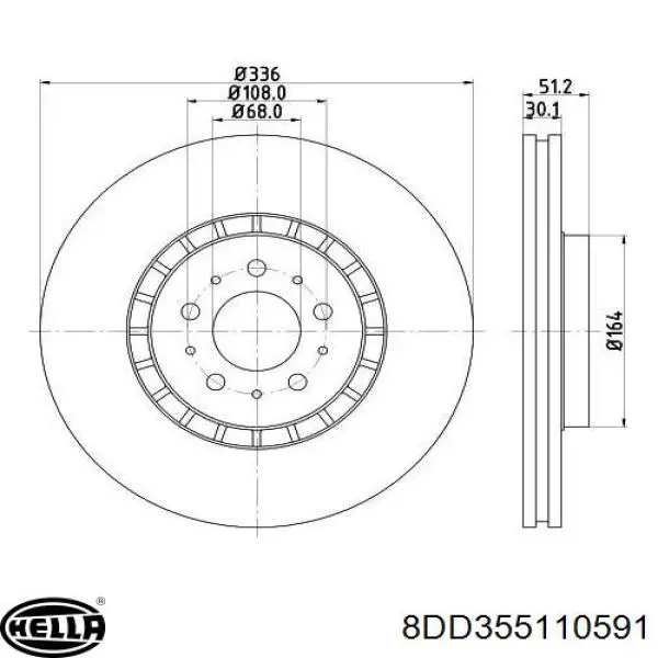 Купить 8DD355110591 HELLA Ротор тормозной