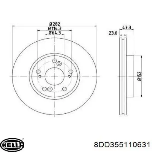 Передние тормозные диски 8DD355110631 HELLA