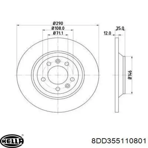 8DD355110801 HELLA диск тормозной задний