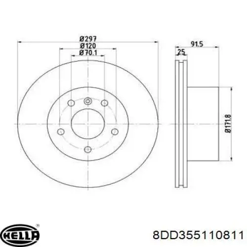 Передние тормозные диски 8DD355110811 HELLA