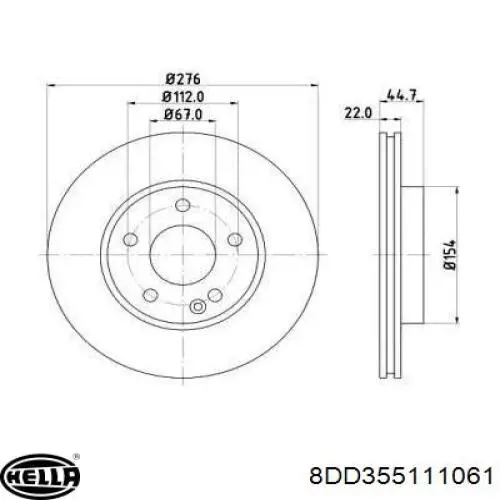 8DD355111061 HELLA диск тормозной передний