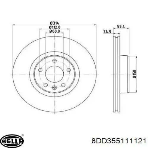 8DD355111121 HELLA диск тормозной передний