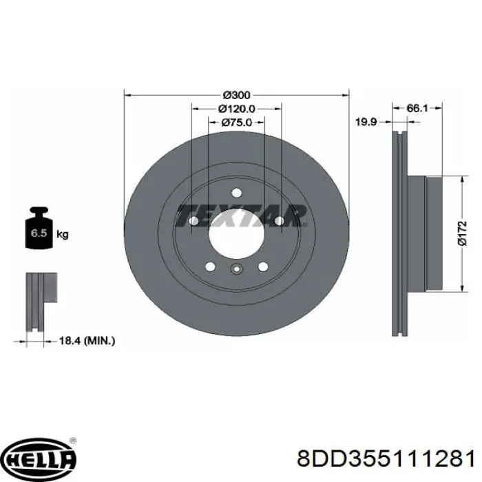 Купить 8DD355111281 HELLA Диск тормозной задний
