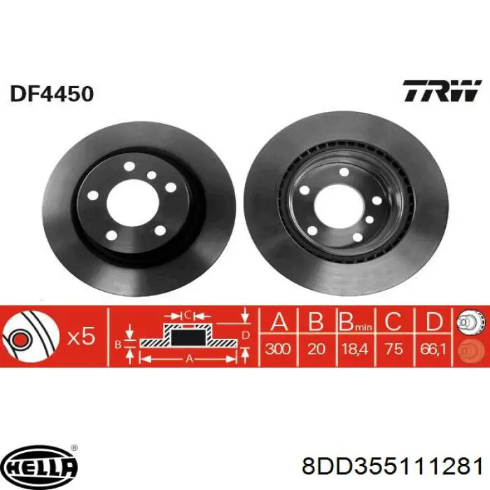 Тормозные диски 8DD355111281 HELLA