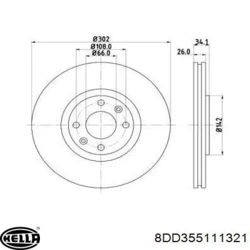8DD355111321 HELLA диск тормозной передний