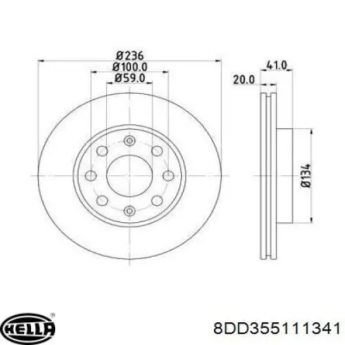 8DD355111341 HELLA диск тормозной передний
