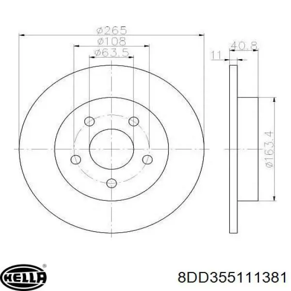 Тормозные диски 8DD355111381 HELLA