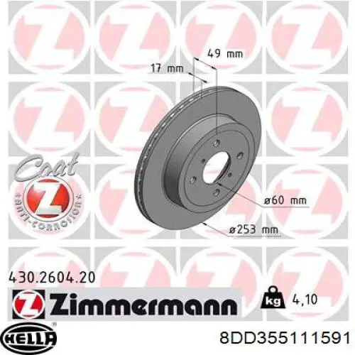 Передние тормозные диски 8DD355111591 HELLA