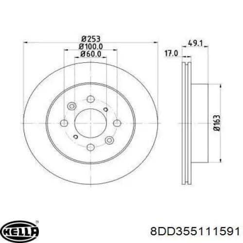 Передние тормозные диски 8DD355111591 HELLA